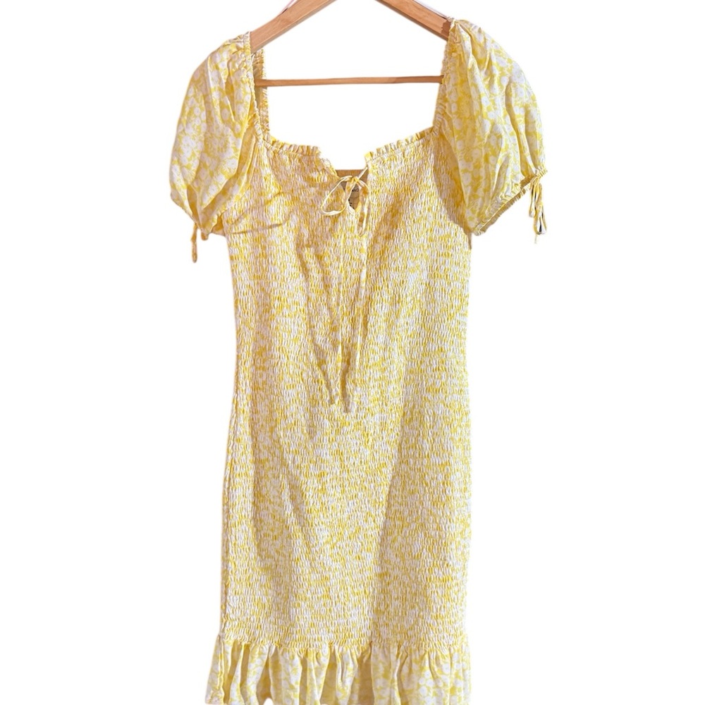 Lost + Wander Yellow Ruffled Tiered Midi Sundress